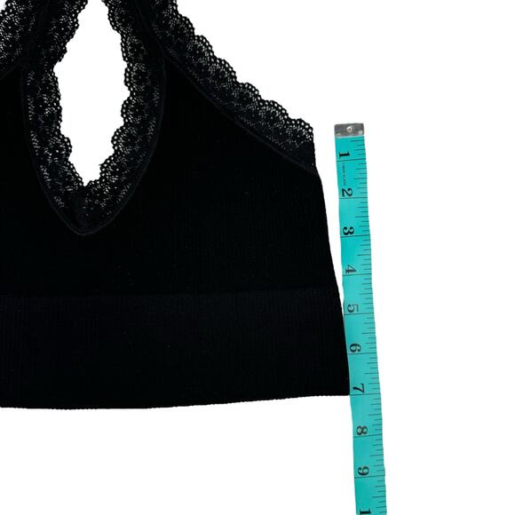 Out From Under UA M/L Harley Black Ribbed Lace Trim Halter Bra Bralette - Picture 7 of 10